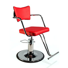 Mobius salon chair features a fully welded steel frame with beautiful curves, chrome plated or powder coated with a 10 year warranty.