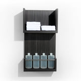 Double your back bar function with Over Under dispense and towel shelf. Shown in Moon Macassar.