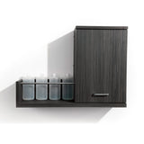 Double your back bar function with Next Door, a product dispense and towel cabinet. Shown in Moon Macassar.