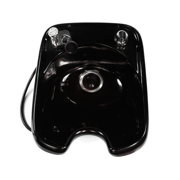3000 salon wash unit shampoo bowl shown in black with a 550 faucet.  The style shown here is designed to be built into your salon's back wash unit.