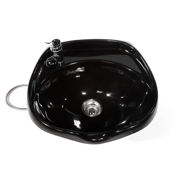 2000 salon wash unit bowl shown in black with an 800 faucet.