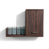 Double your back bar function with Next Door, a product dispense and towel cabinet. Shown in Jurassic Ebony.